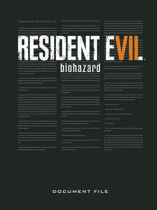 Title details for Resident Evil 7: Biohazard Document File by Capcom - Wait list